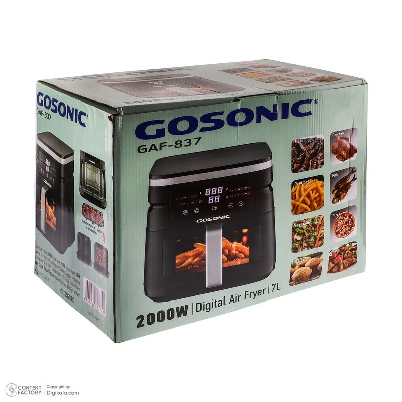 سرخ کن بدون روغن گوسونیک 7 لیتری صفحه لمسی دوالمنت مدل 837 سبد سرامیکی